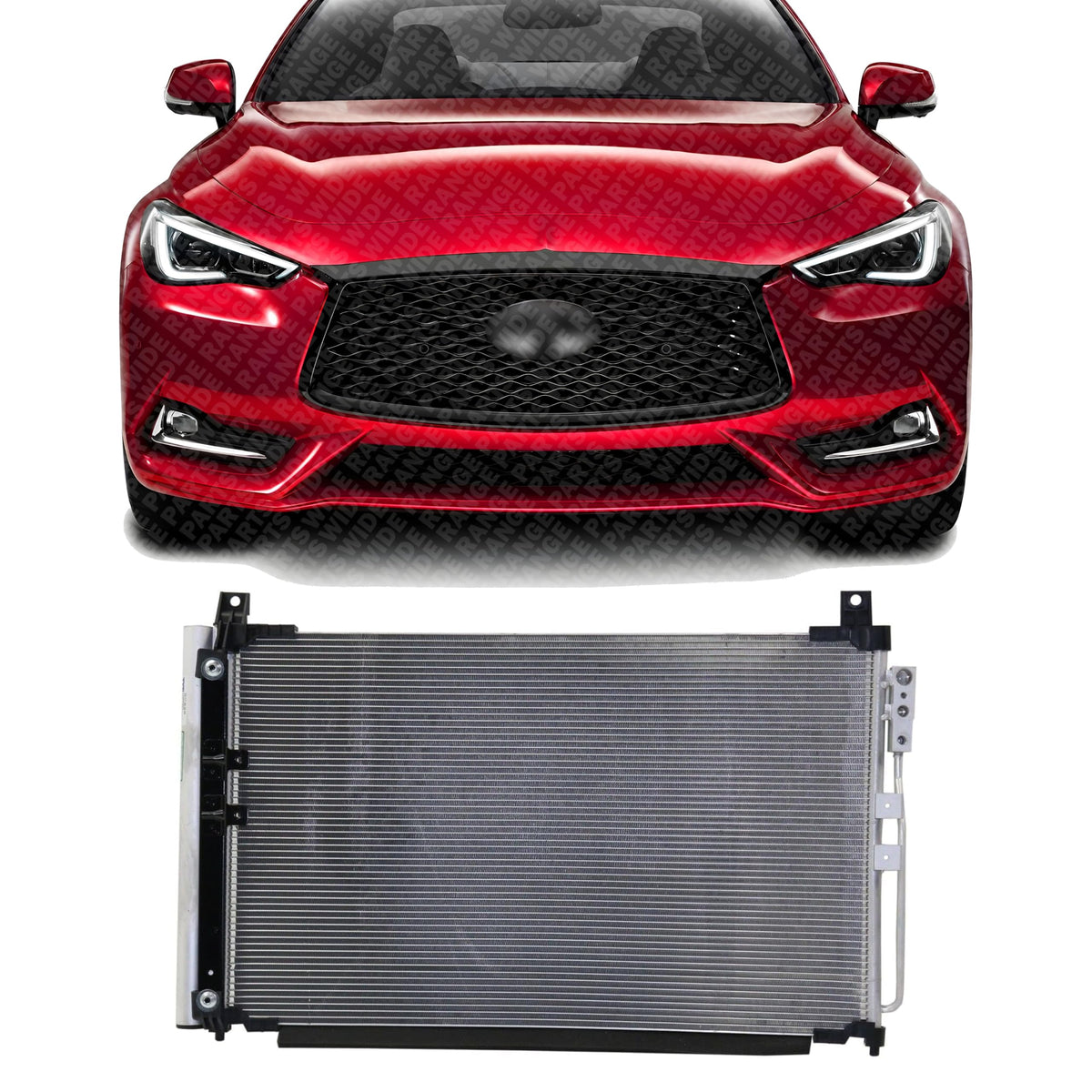Front A/C Condenser Aluminum Core for 2016-2021 Infiniti Q50 & 2017-2021 Q60