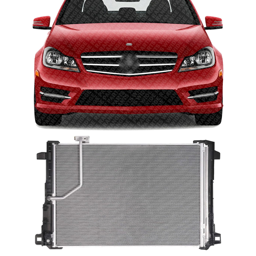 Front A/C Condenser Aluminum Core for 2008-2015 Mercedes-Benz C-Class, 2010-2017 E-Class & More