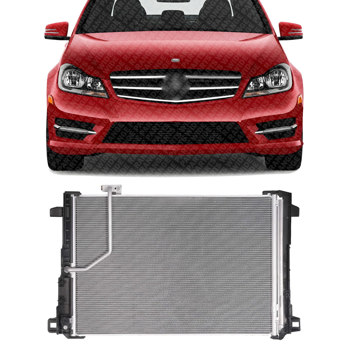 Front A/C Condenser Aluminum Core for 2008-2015 Mercedes-Benz C-Class, 2010-2017 E-Class & More