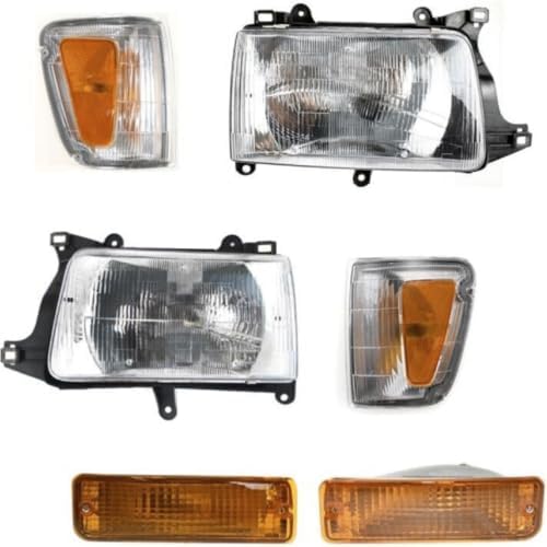 6-Piece Kit Driver and Passenger Side Halogen Headlight, With bulb(s), OE Replacement, Includes (2) Corner Light, (2) Headlight and (2) Turn Signal Light For 1993-1998 Toyota T100