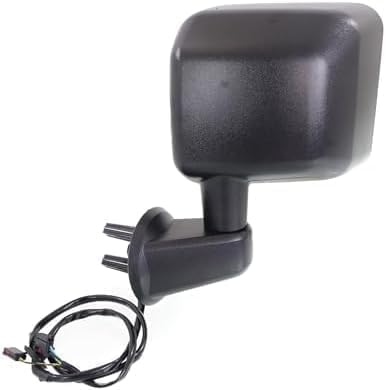 Driver Side Mirror, Power Adjust, Manual Folding, Heated, Textured Black, No Signal Light, No Memory, No Puddle Light, No Auto-Dimming, No Blind Spot Feature For 2015-2018 Jeep Wrangler