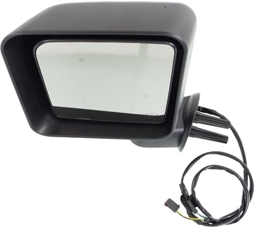 Driver Side Mirror, Power Adjust, Manual Folding, Heated, Textured Black, No Signal Light, No Memory, No Puddle Light, No Auto-Dimming, No Blind Spot Feature For 2015-2018 Jeep Wrangler