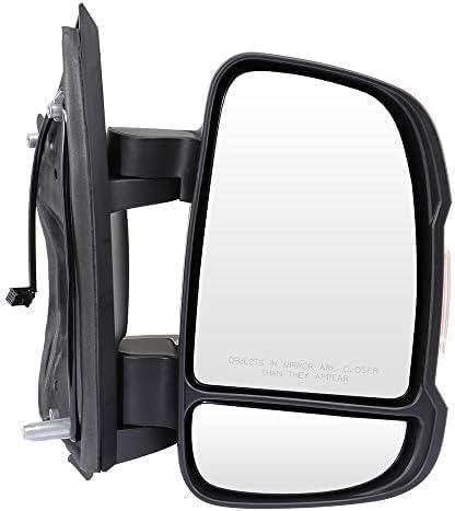 Passenger Side Mirror, Manual Adjust, Non-Heated, Manual Folding, Textured Black, In-housing Signal Light, No Memory, No Puddle Light, No Auto-Dim, No Blind Spot Feature For 2014-2021 Ram Pro Master VAN