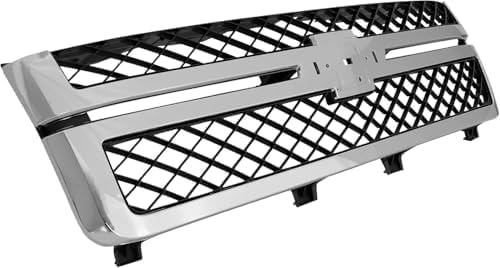 2-Piece Kit Grille Chrome Shell with Primed Insert, Includes (1) Grille Shell and Insert and (1) Hood Molding For 2011-2014 Chevrolet Silverado 2500HD 3500HD