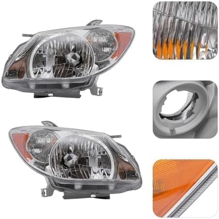 Driver and Passenger Side Halogen Headlight, OE Comparable Finish For 2005-2008 Pontiac Vibe