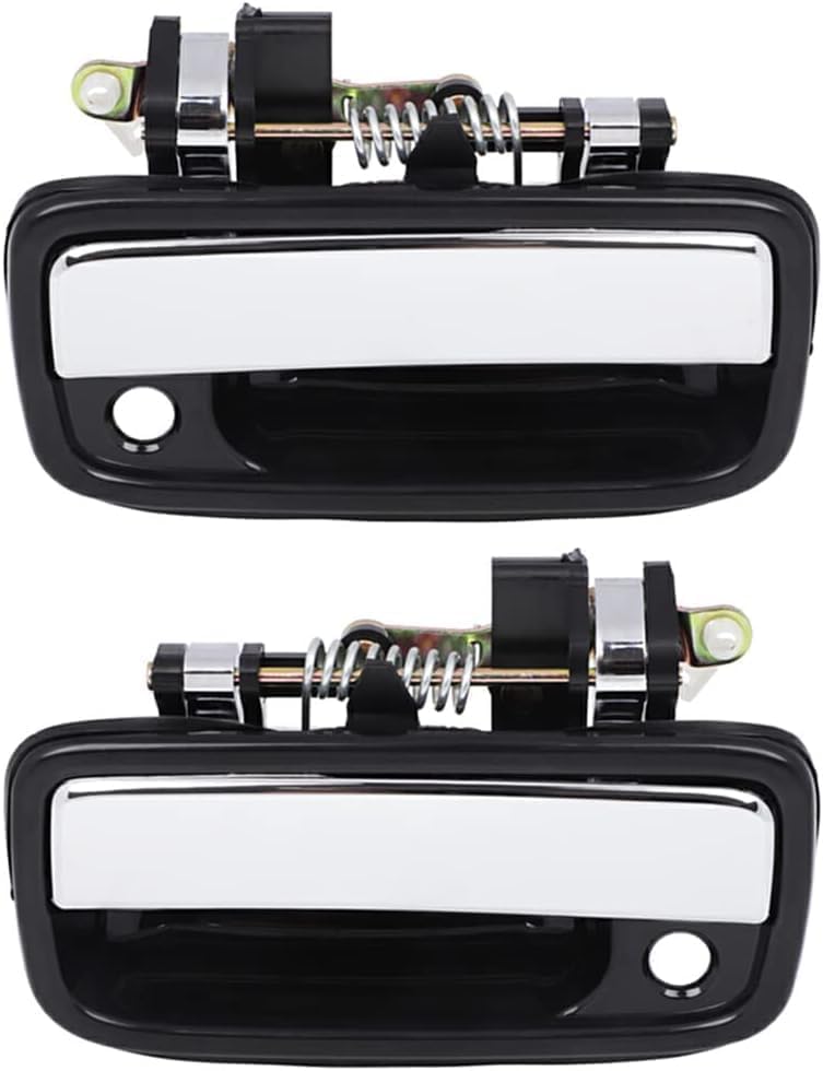 Front, Driver and Passenger Side Chrome Lever with Black Bezel Exterior Door Handle, With Key Hole For 1995-2004 Toyota Tacoma