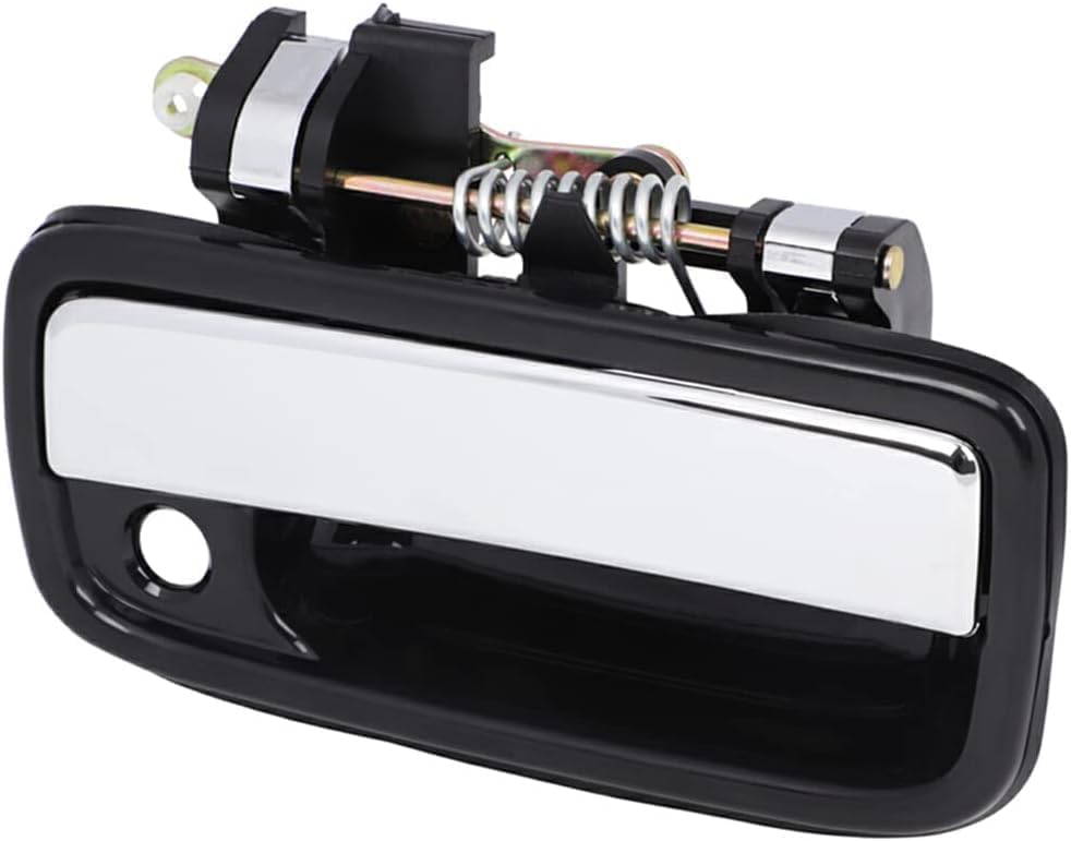 Front, Driver and Passenger Side Chrome Lever with Black Bezel Exterior Door Handle, With Key Hole For 1995-2004 Toyota Tacoma