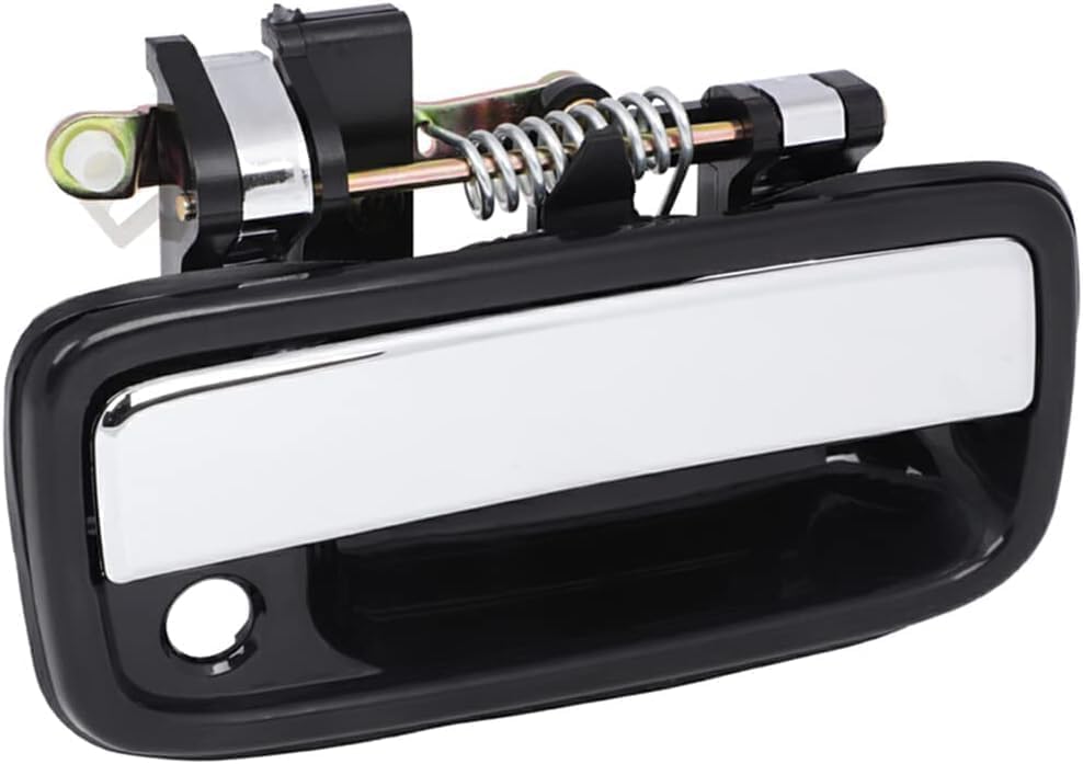 Front, Driver and Passenger Side Chrome Lever with Black Bezel Exterior Door Handle, With Key Hole For 1995-2004 Toyota Tacoma