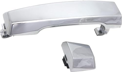 Front, Passenger Side Exterior Door Handle, Chrome, Without Key Hole, With Cover For 2004-2018 Nissan Titan