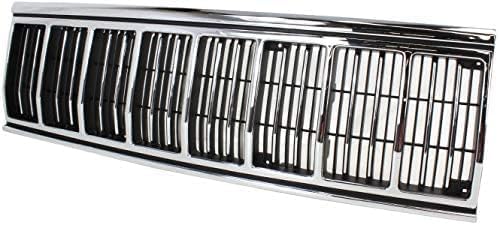 Grille Assembly, Chrome Shell with Painted Black Insert For 1991-1996 Jeep Cherokee