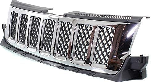 Grille, Chrome Shell with Painted Black Insert, 6 Cyl., 3.6L Engine For 2011-2013 Jeep Grand Cherokee