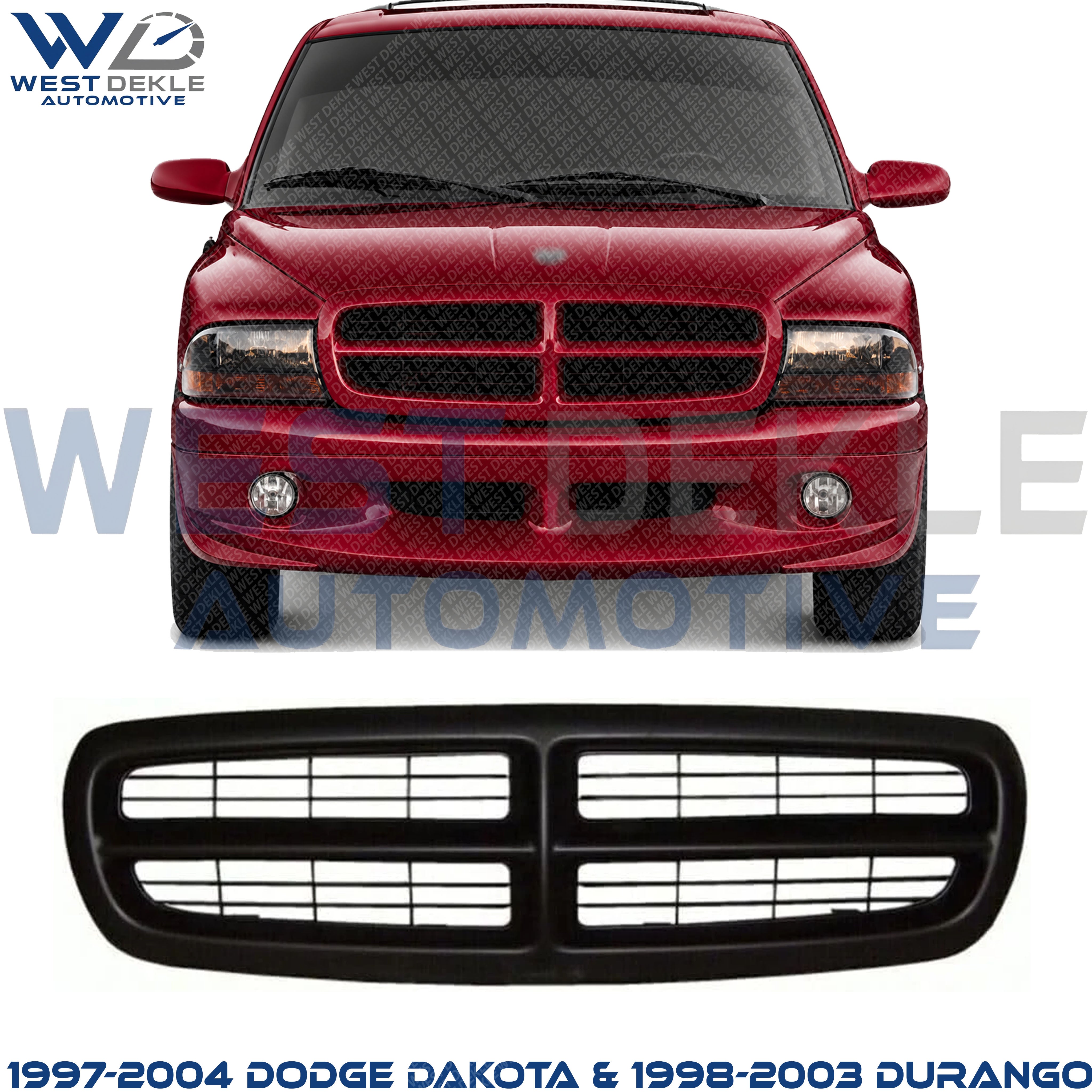 Grille Assembly, Painted Black Shell and Insert for 1997-2004 Dodge Dakota & 1998-2003 Durango