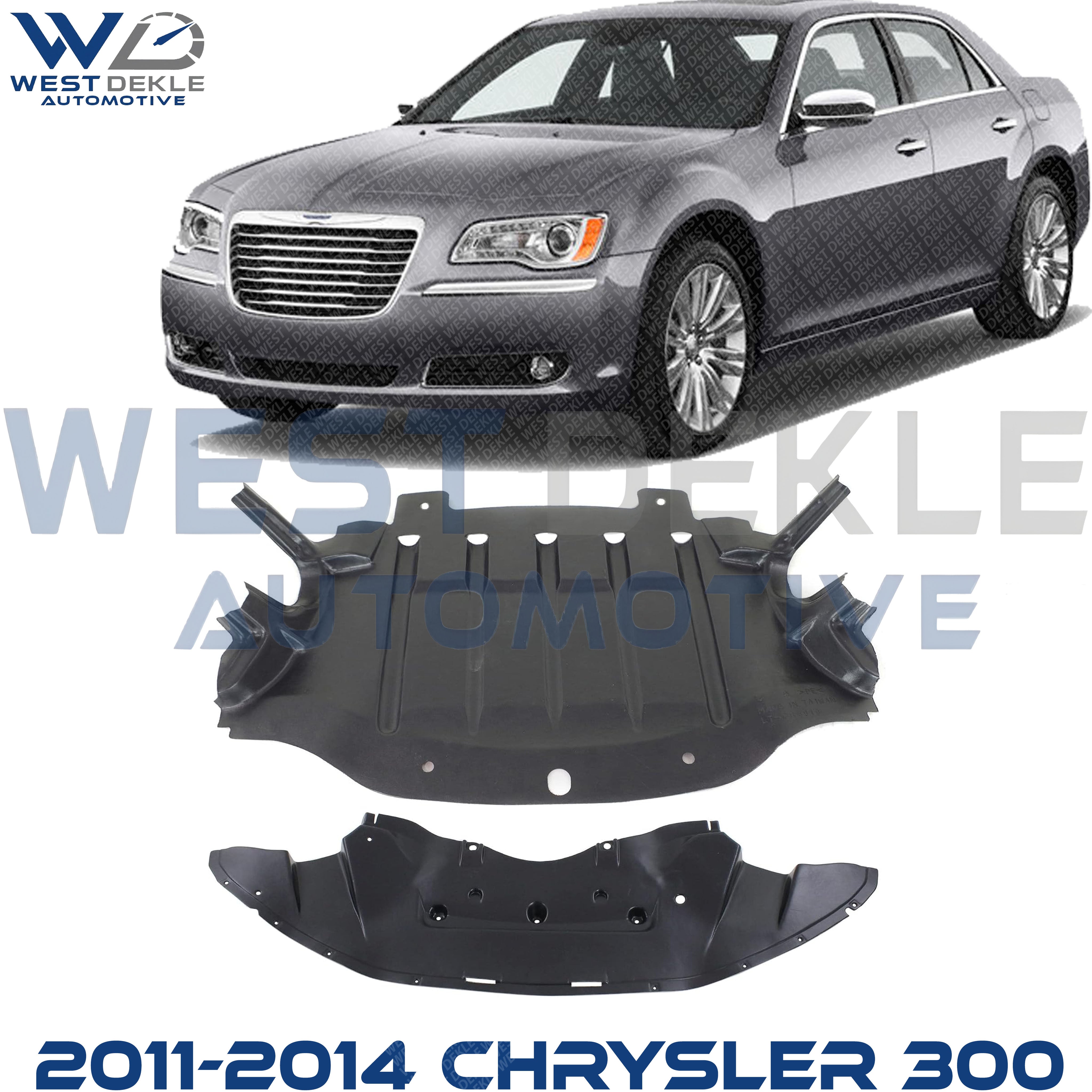 Engine Splash Shield Kit, RWD, Front and Center Piece For 2011-2014 Chrysler 300