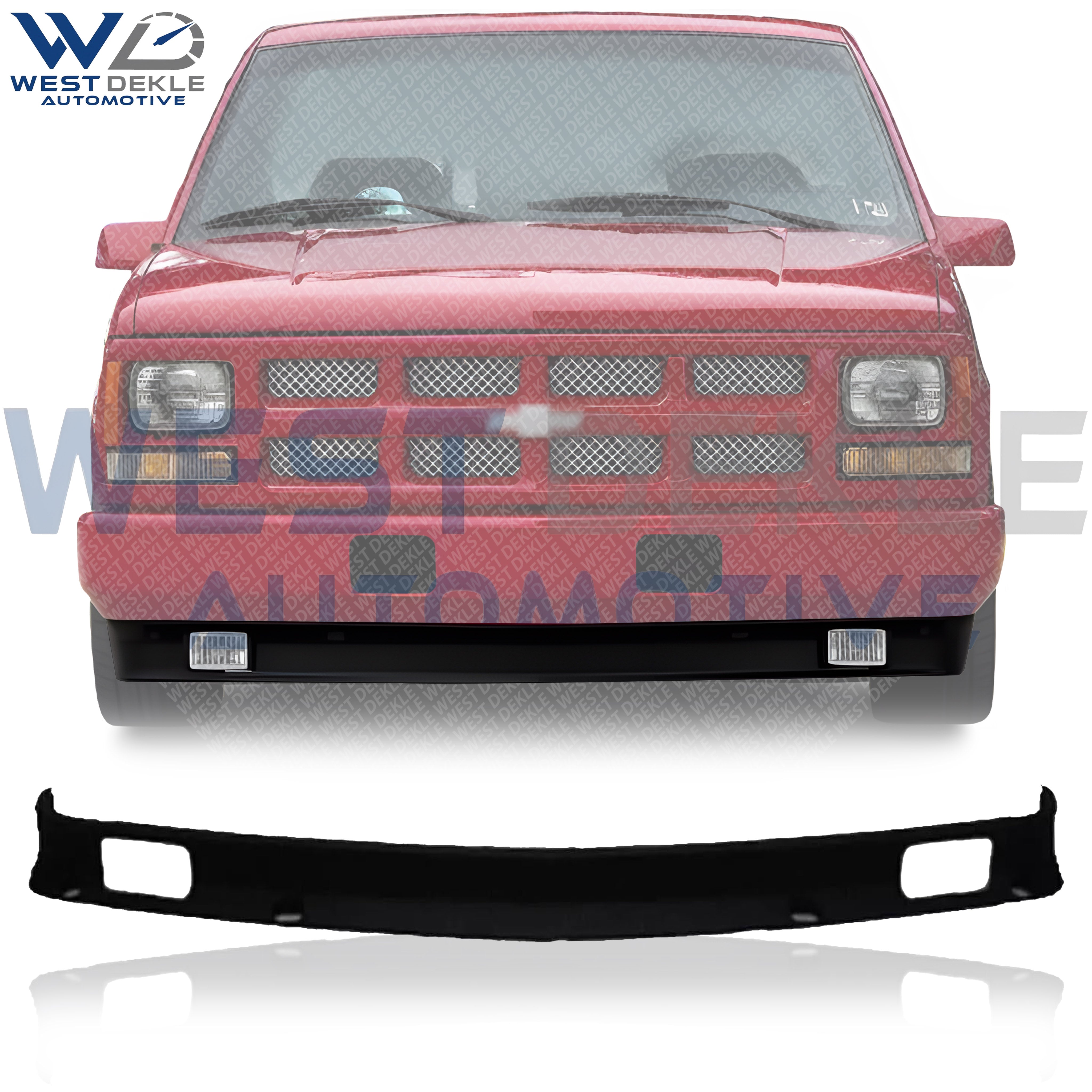 WEST DEKLE Automotive Front Bumper Lower Valance Textured | Direct Replacement for 1988-2000 Chevy GMC C/K Series Trucks | GM1092196 | Plastic Valance Panel with Fog Light Holes