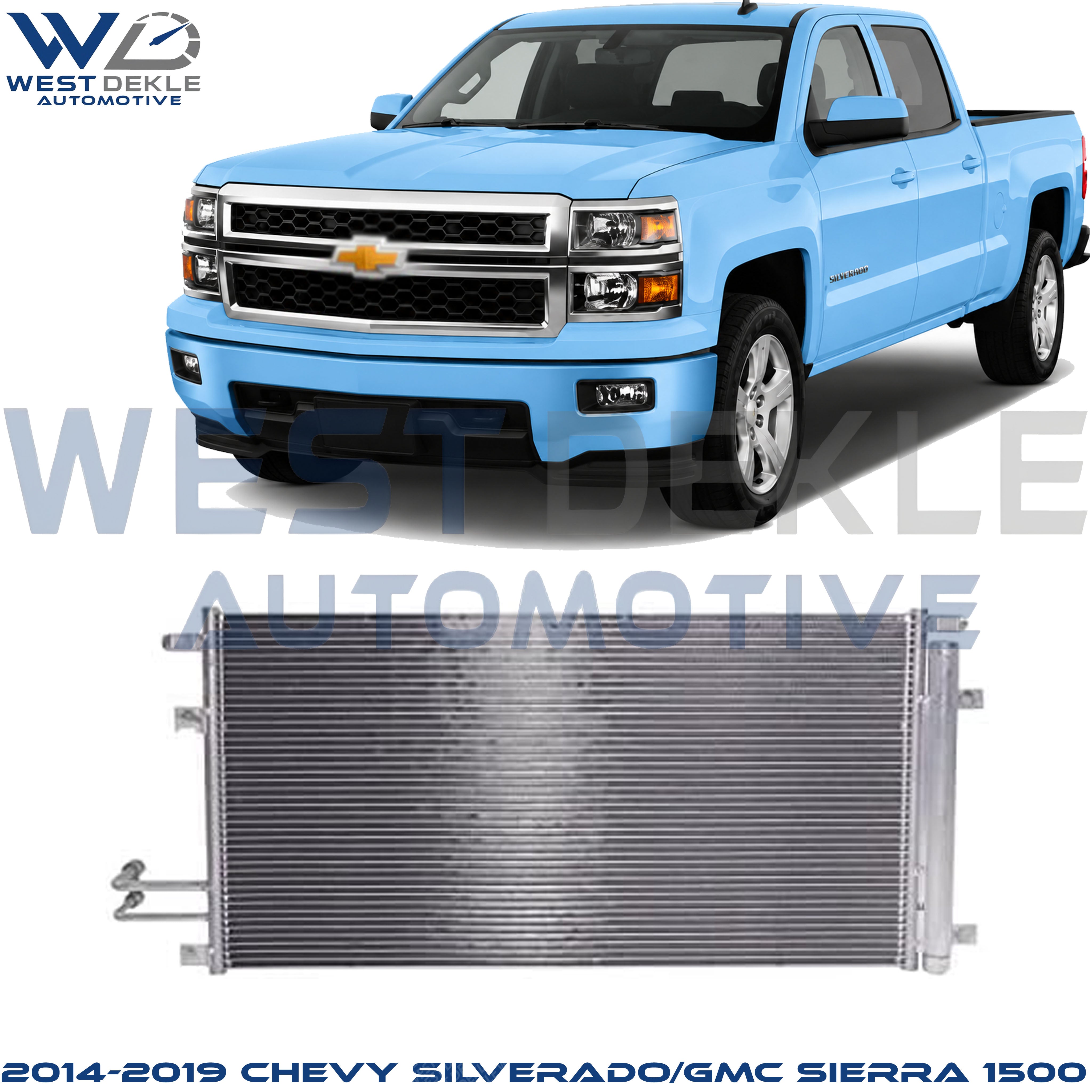 A/C CONDENSER ALUMINUM CORE 5.3L 6.2L GAS/FLEX ENGINES DIRECT REPLACEMENT COMPATIBLE WITH 2014-2019 CHEVROLET SILVERADO/GMC SIERRA 1500 GM3030306 84537373