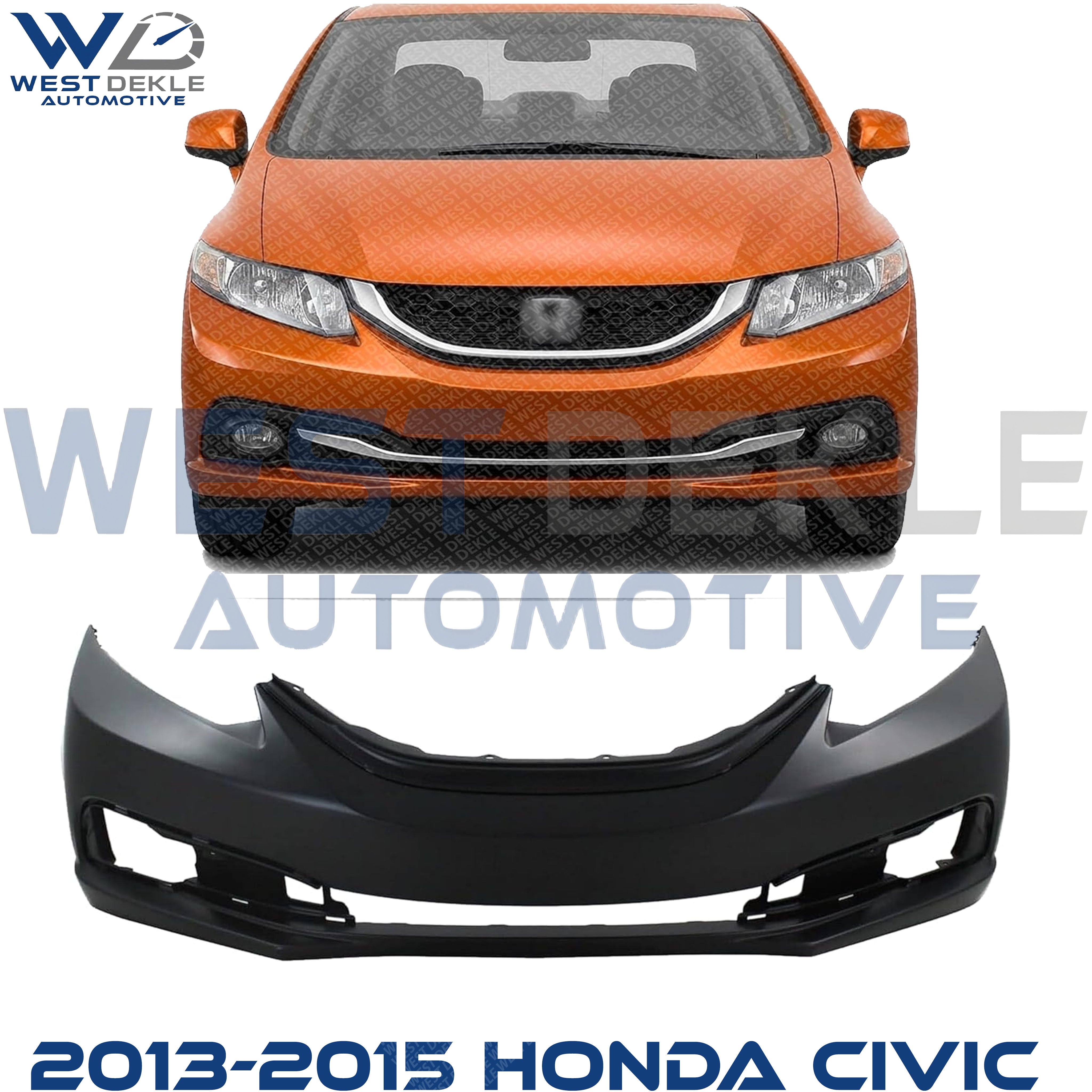 Front Primed Bumper Cover, Sedan for For 2013-2015 Honda Civic