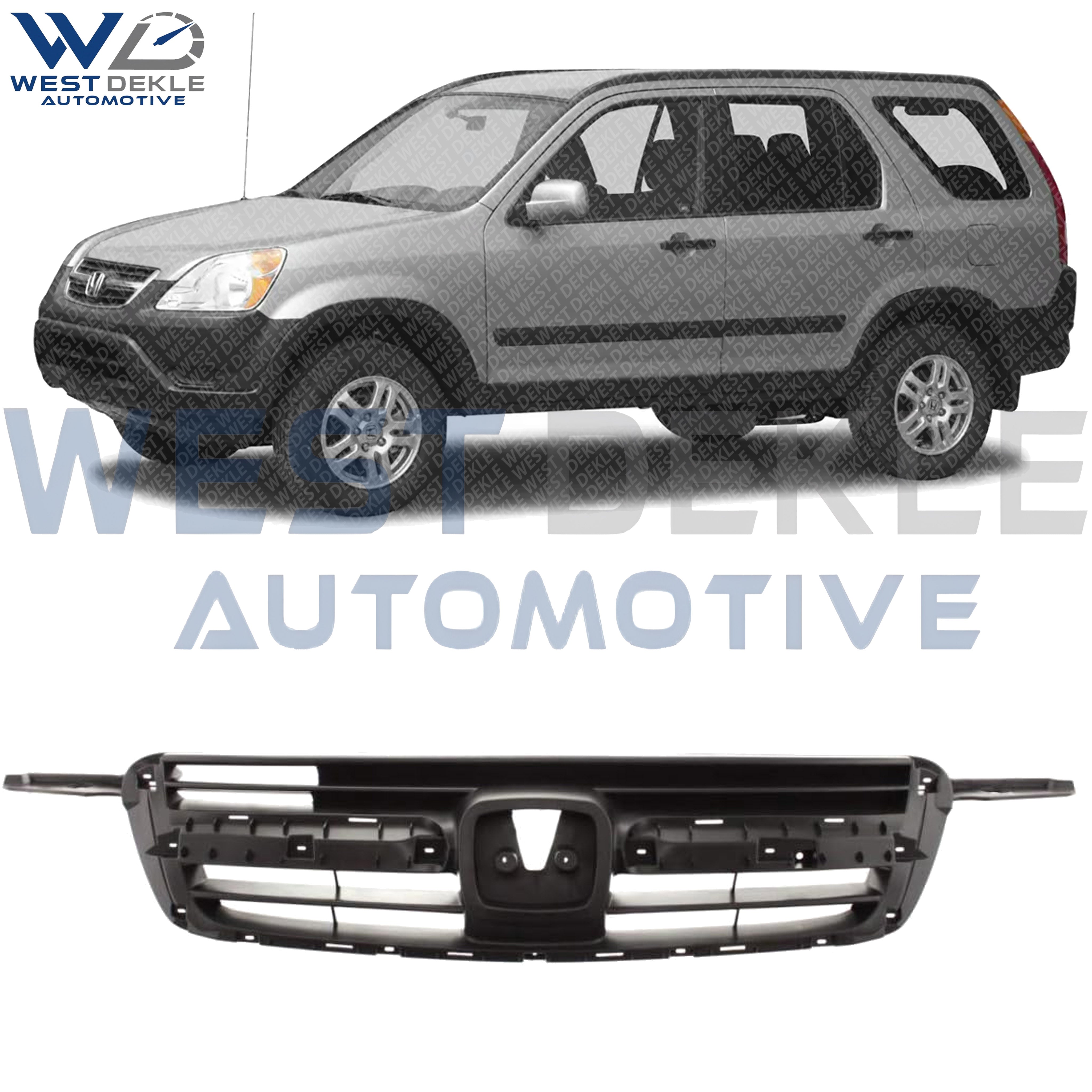 WEST DEKLE Automotive Front Grille Textured Gray Shell And Insert Direct Replacement Compatible With 2002-2004 Honda CR-V HO1200159 71121S9A003