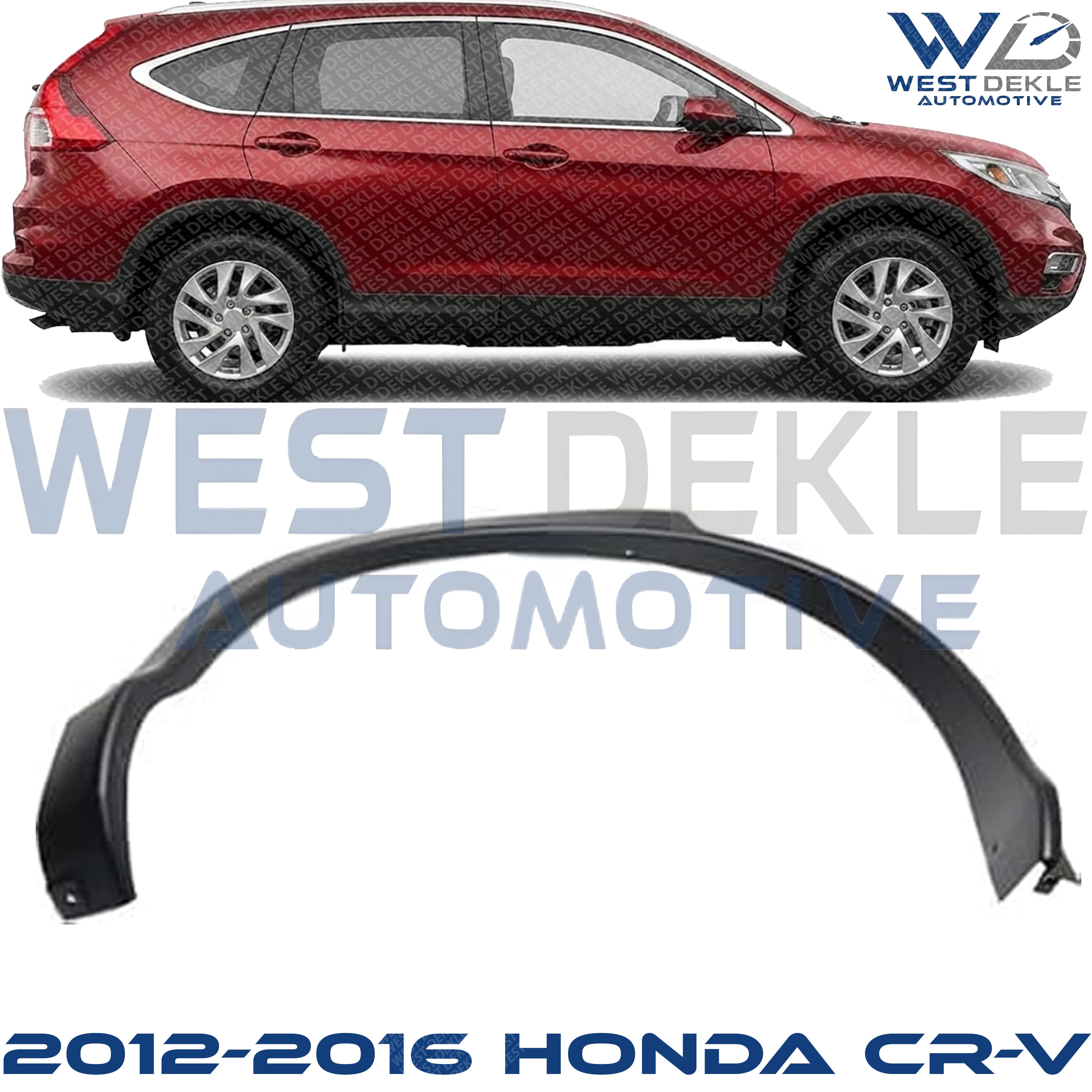 Rear, Passenger Side, Rear Section Fender Trim, Textured Black For 2012-2016 Honda CR-V