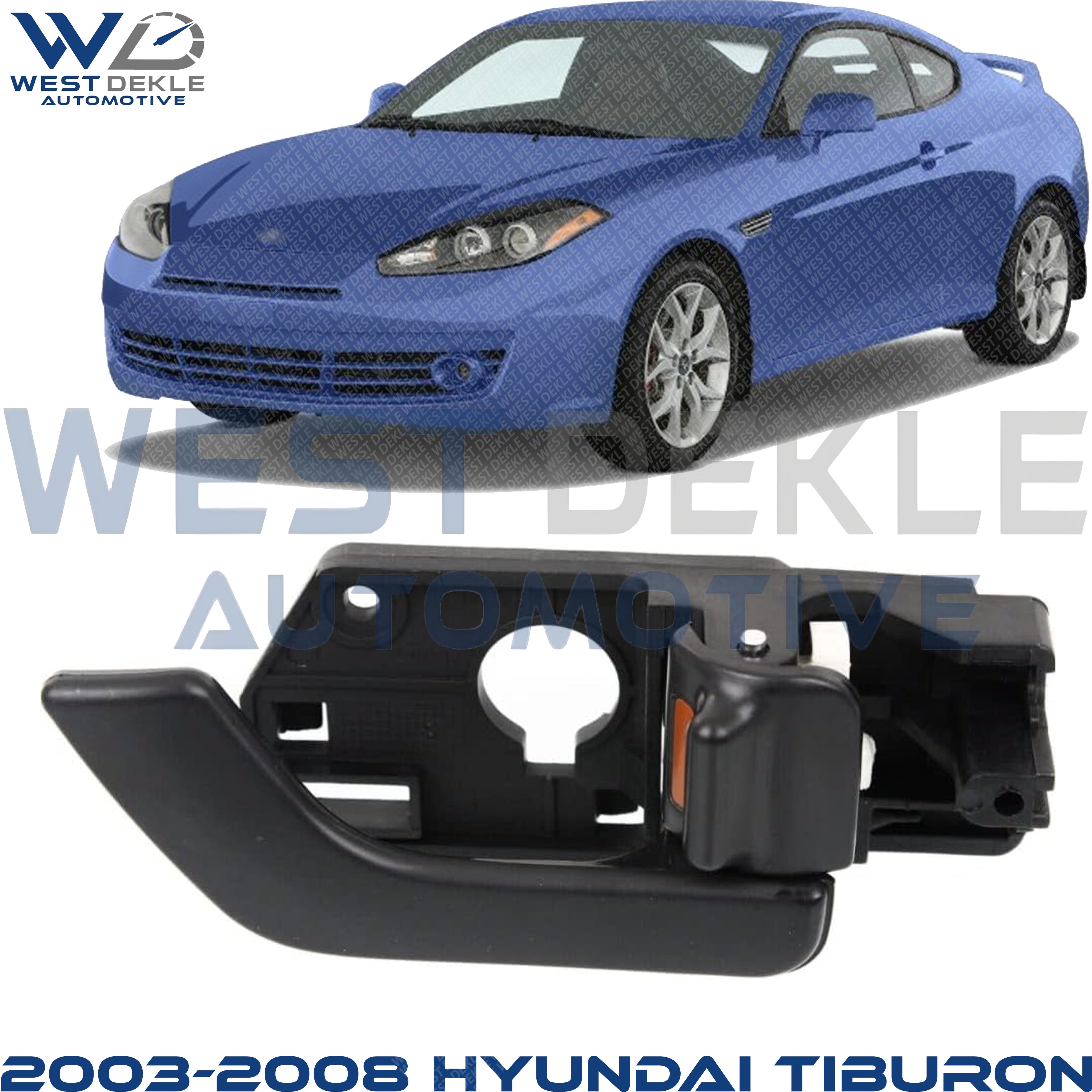 Front, Passenger Side Black Interior Door Handle, With Door Lock Button, Coupe For 2003-2008 Hyundai Tiburon