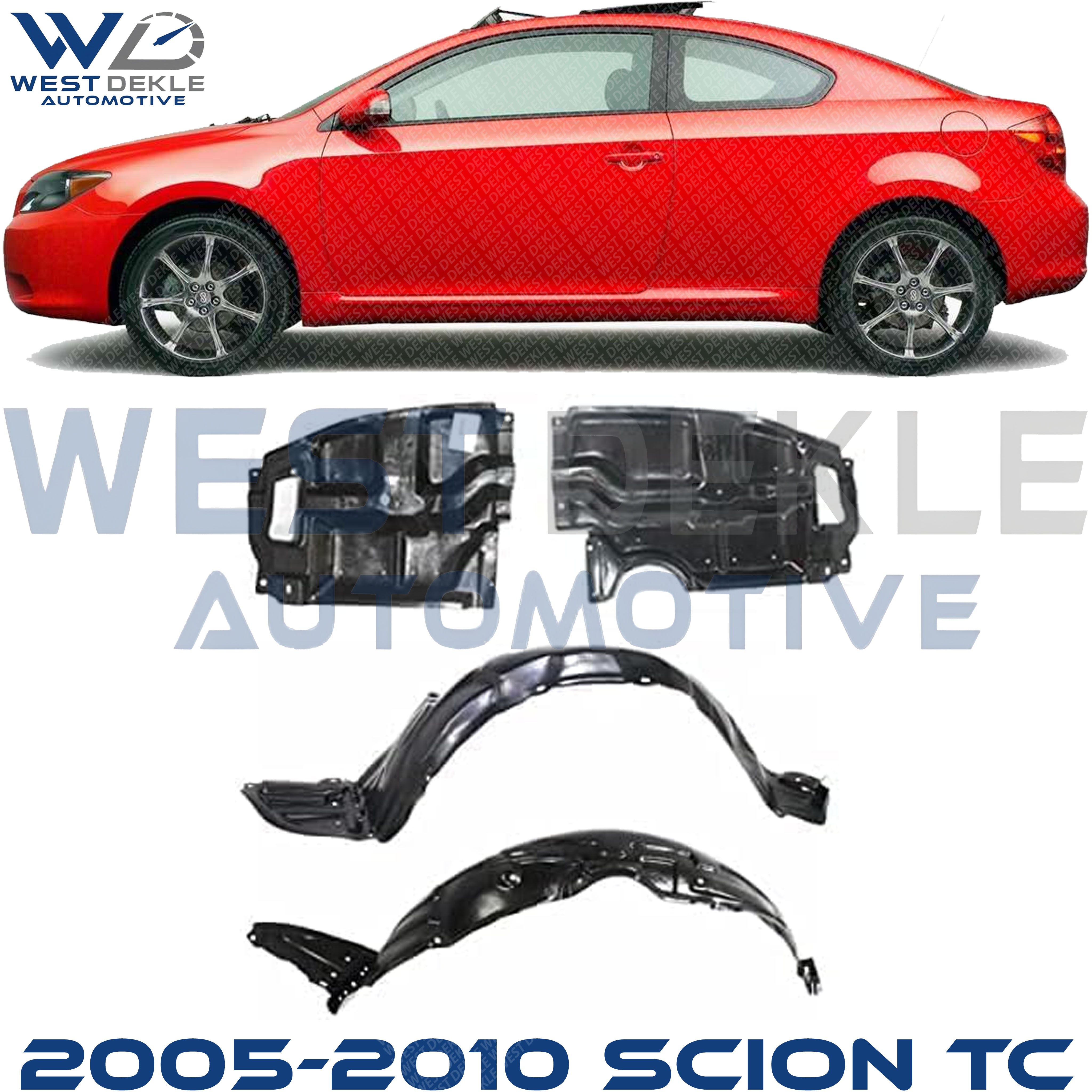 Driver and Passenger Side Engine Splash Shields & Fender Liner For 2005-2010 Scion tC