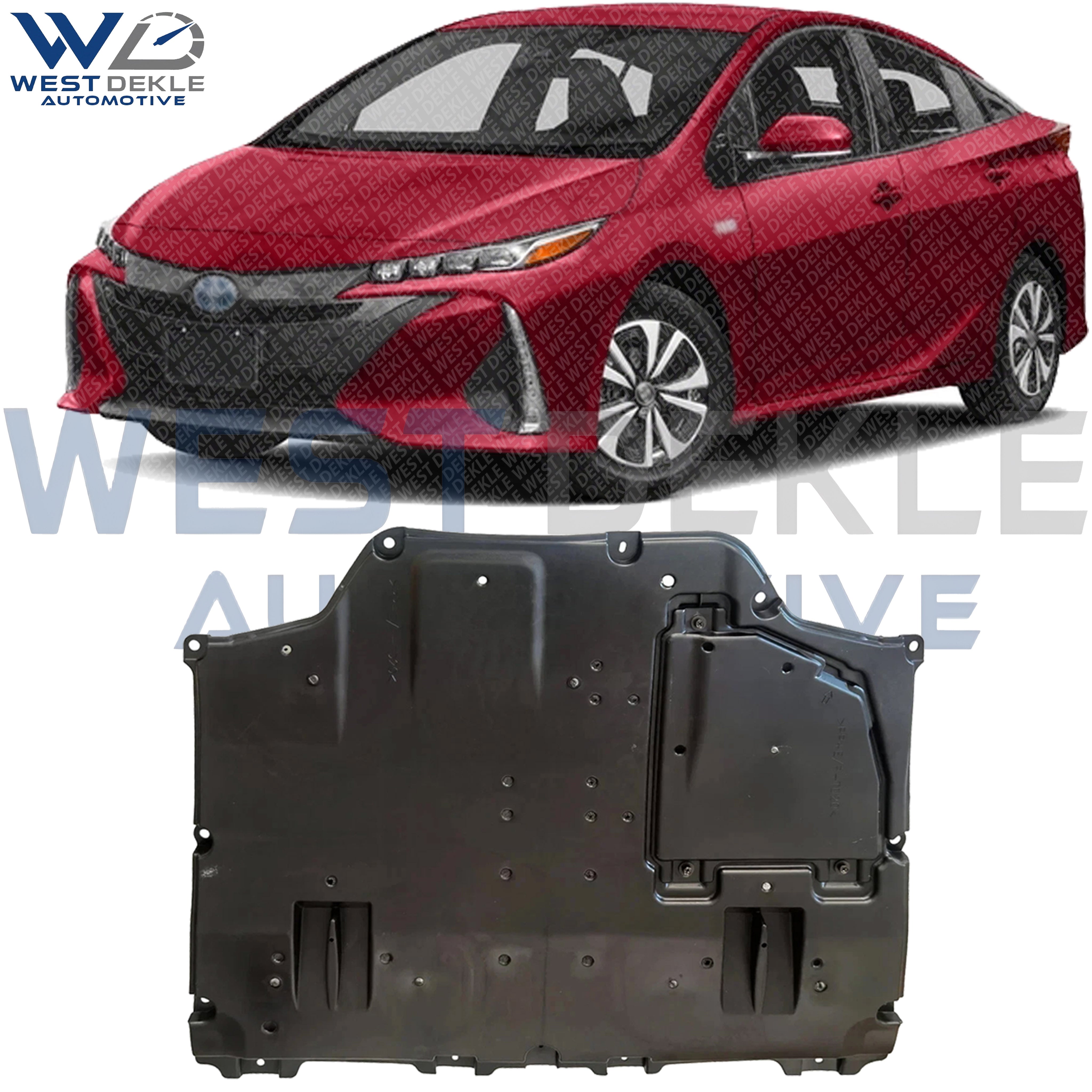 WEST DEKLE Automotive Front Center Engine Splash Shield Under Cover | Direct Replacement Compatible with 2016-2018 Toyota Prius | TO1228224 5141047020-PFM | Plastic Engine Undertray Protection Panel