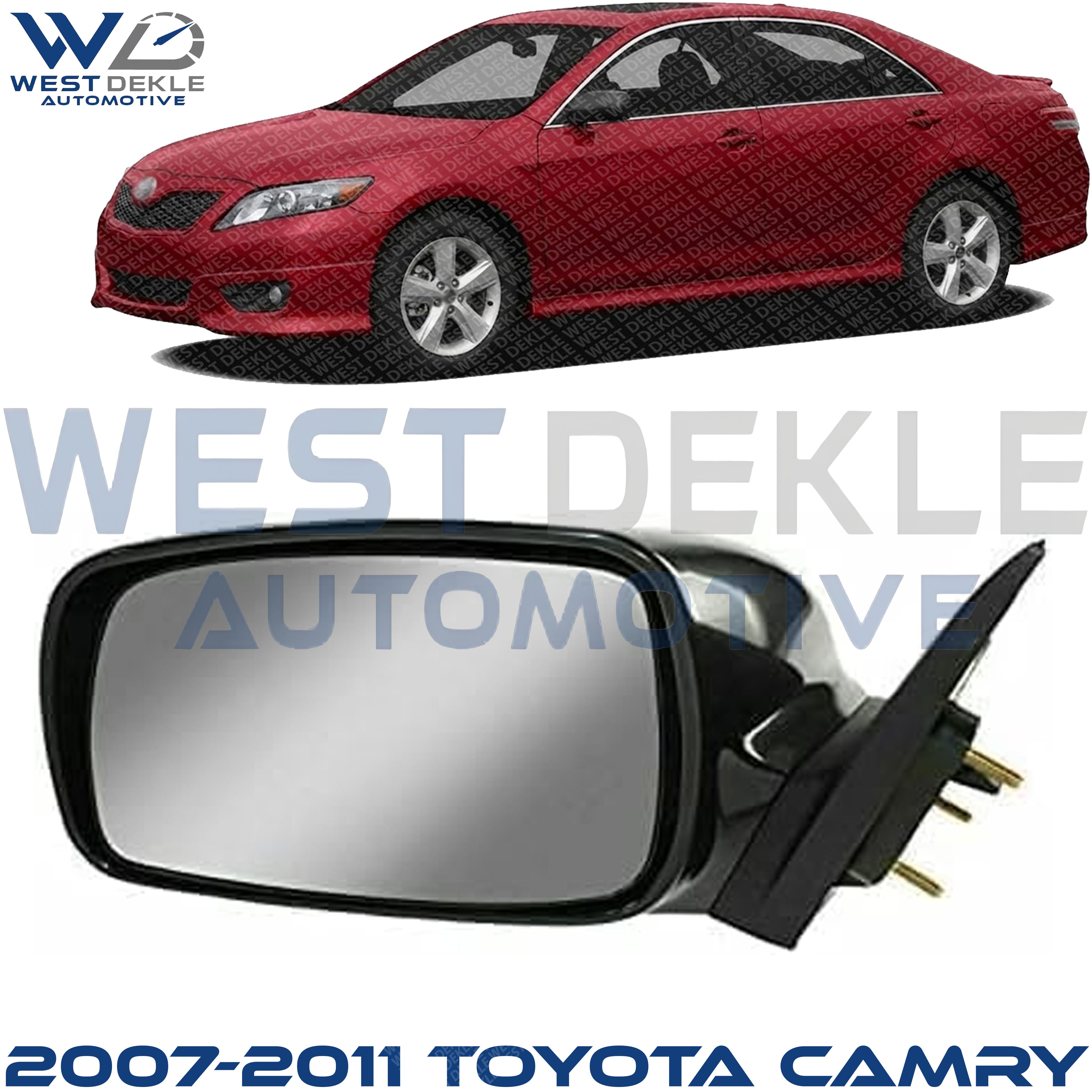 Driver Side Mirror, Power Adjust, Non-Folding, Non-Heated, Paintable, No Signal Light, No Memory, No Puddle Light, No Auto-Dimming, No Blind Spot Feature, USA Built Vehicle For 2007-2011 Toyota Camry