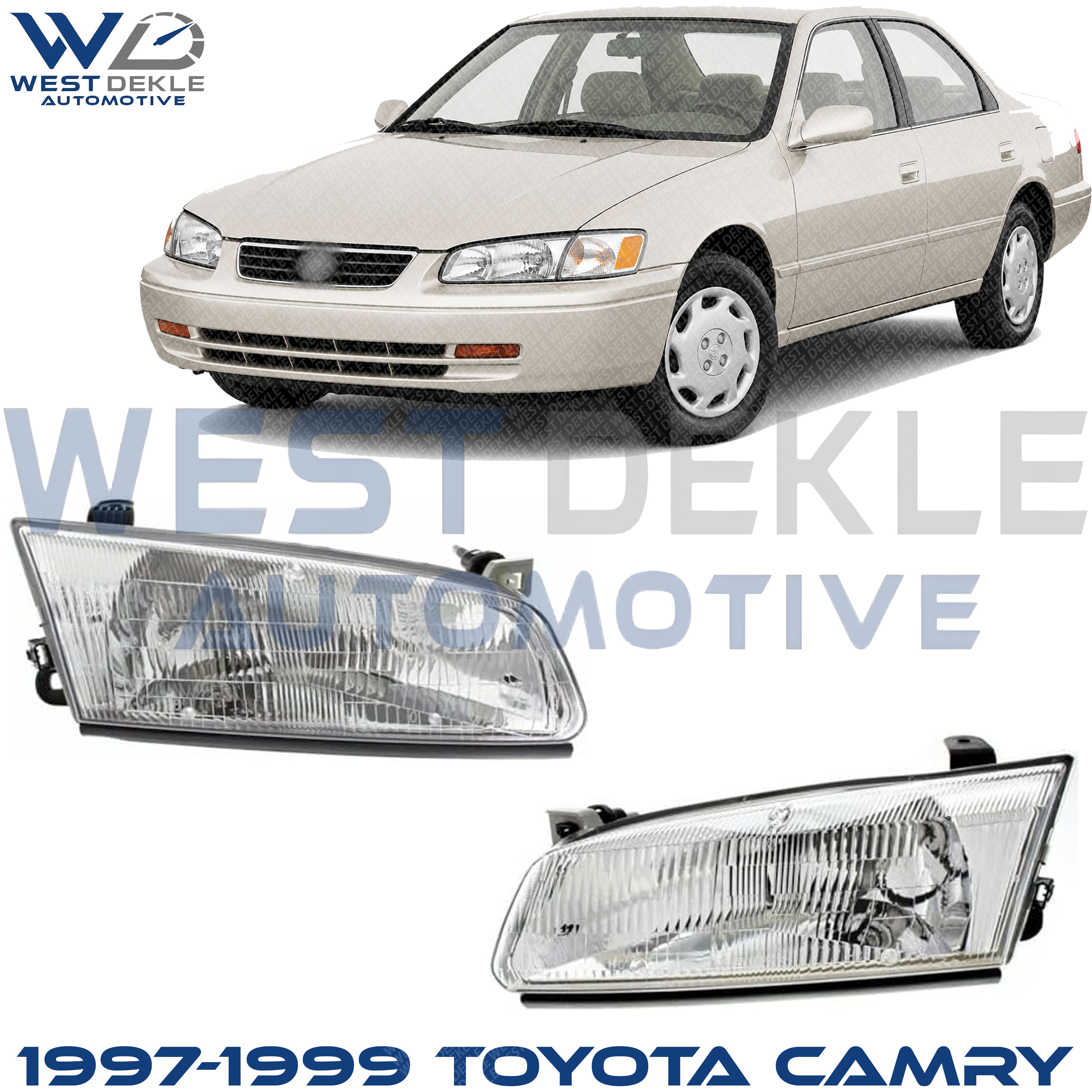Driver and Passenger Side Halogen Headlight, OE Comparable Finish For 1997-1999 Toyota Camry