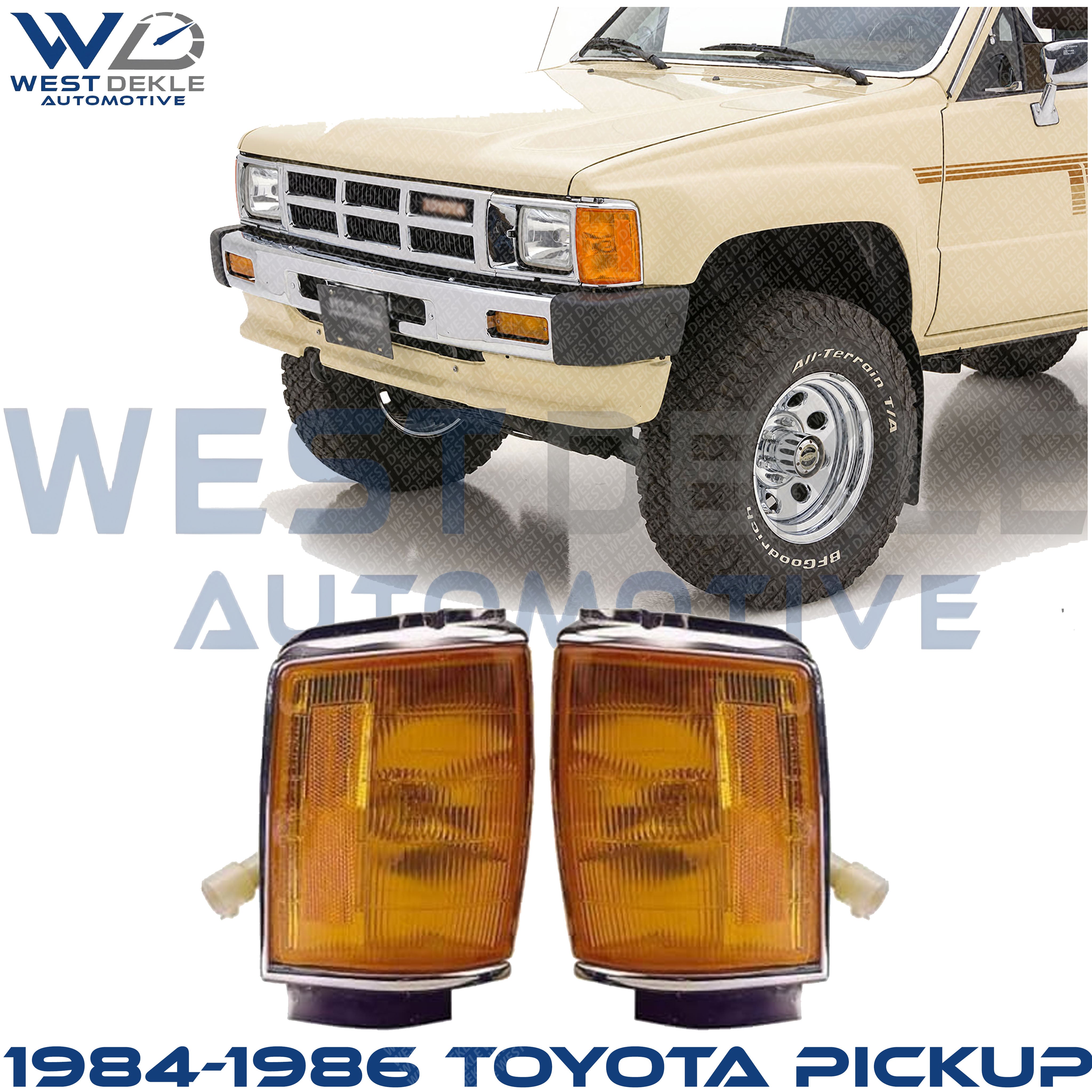 Driver and Passenger Side Corner Lights, With Bulb, With Chrome Trim For 1984-1986 Toyota Pickup