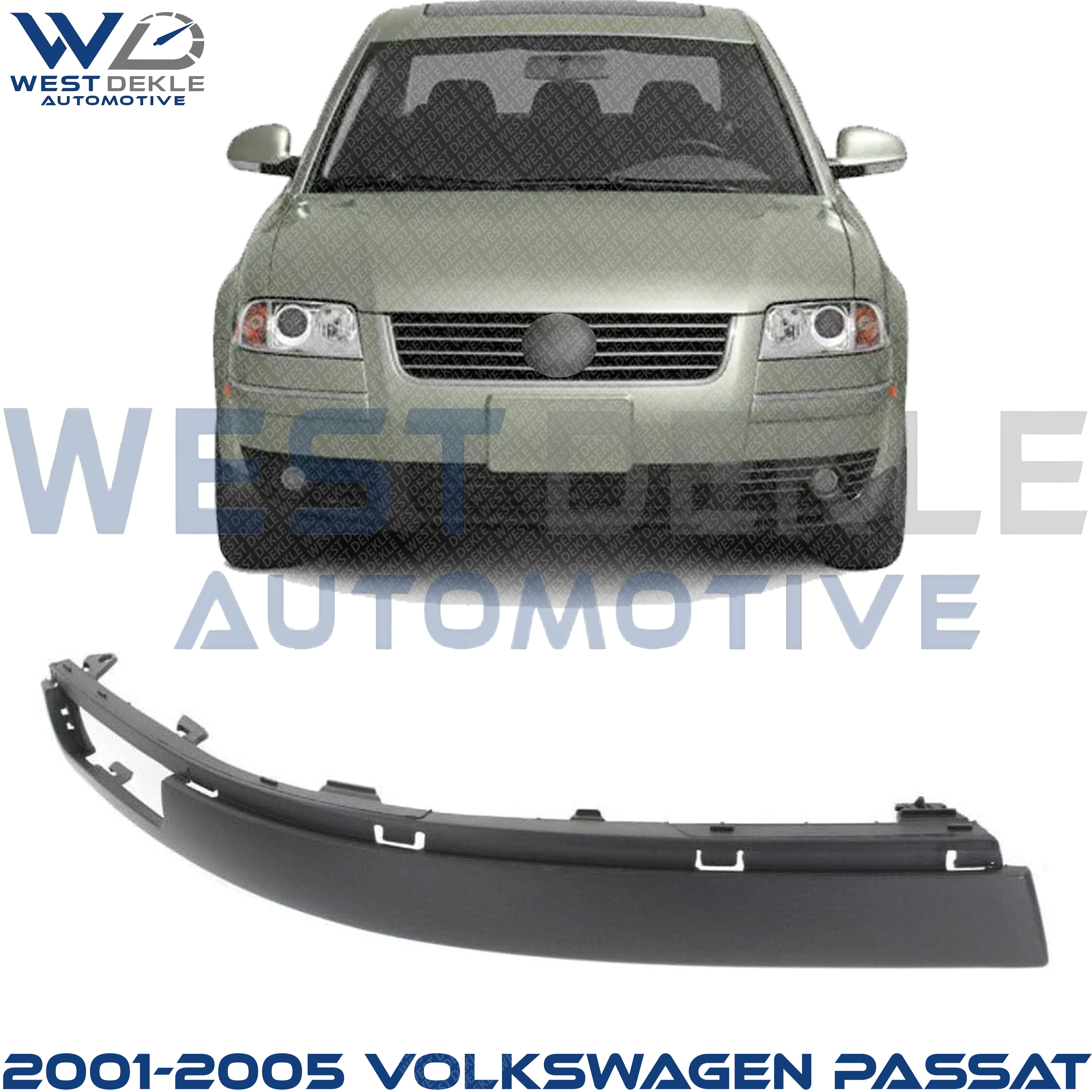 Front, Passenger Side Bumper Trim, Black, Main Bumper Molding For 2001-2005 Volkswagen Passat